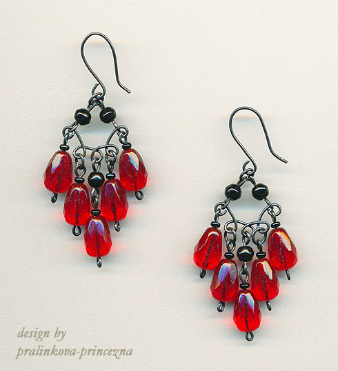 Red waterfall earrings by pralinkova princezna