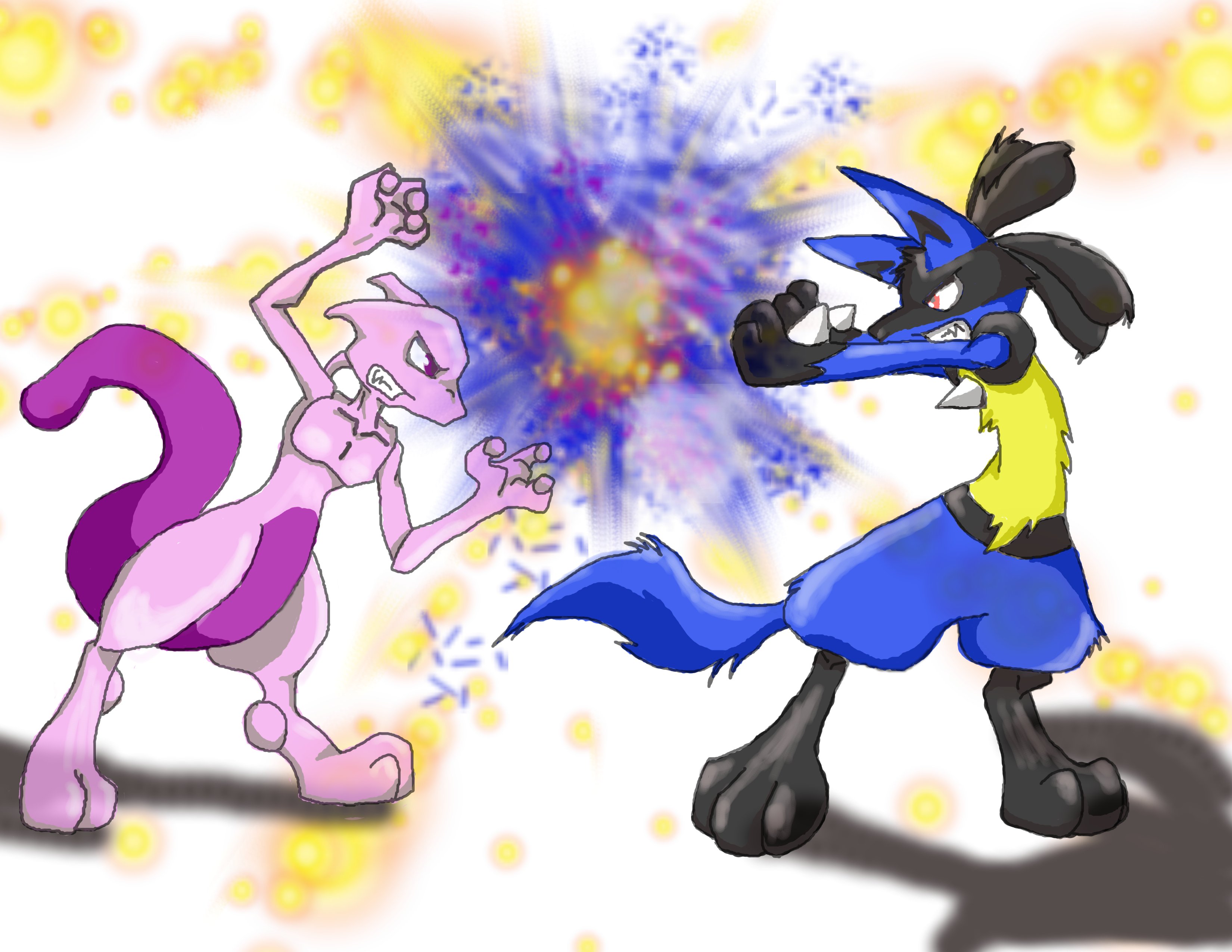 [Resim: mewtwo_vs_lucario_color_by_inufangirl13.jpg]